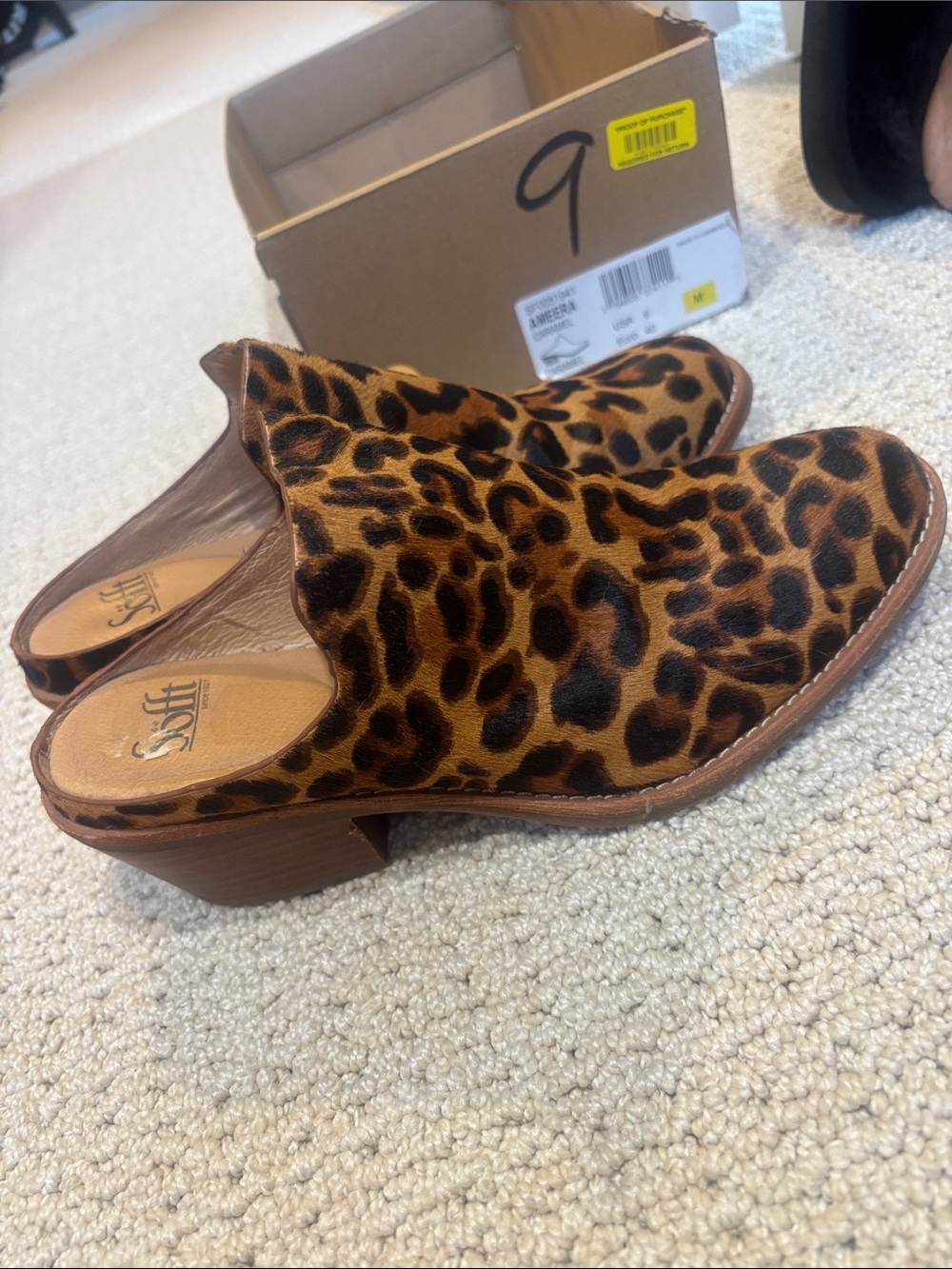 Leopard Print Slip-On Mules in Brown